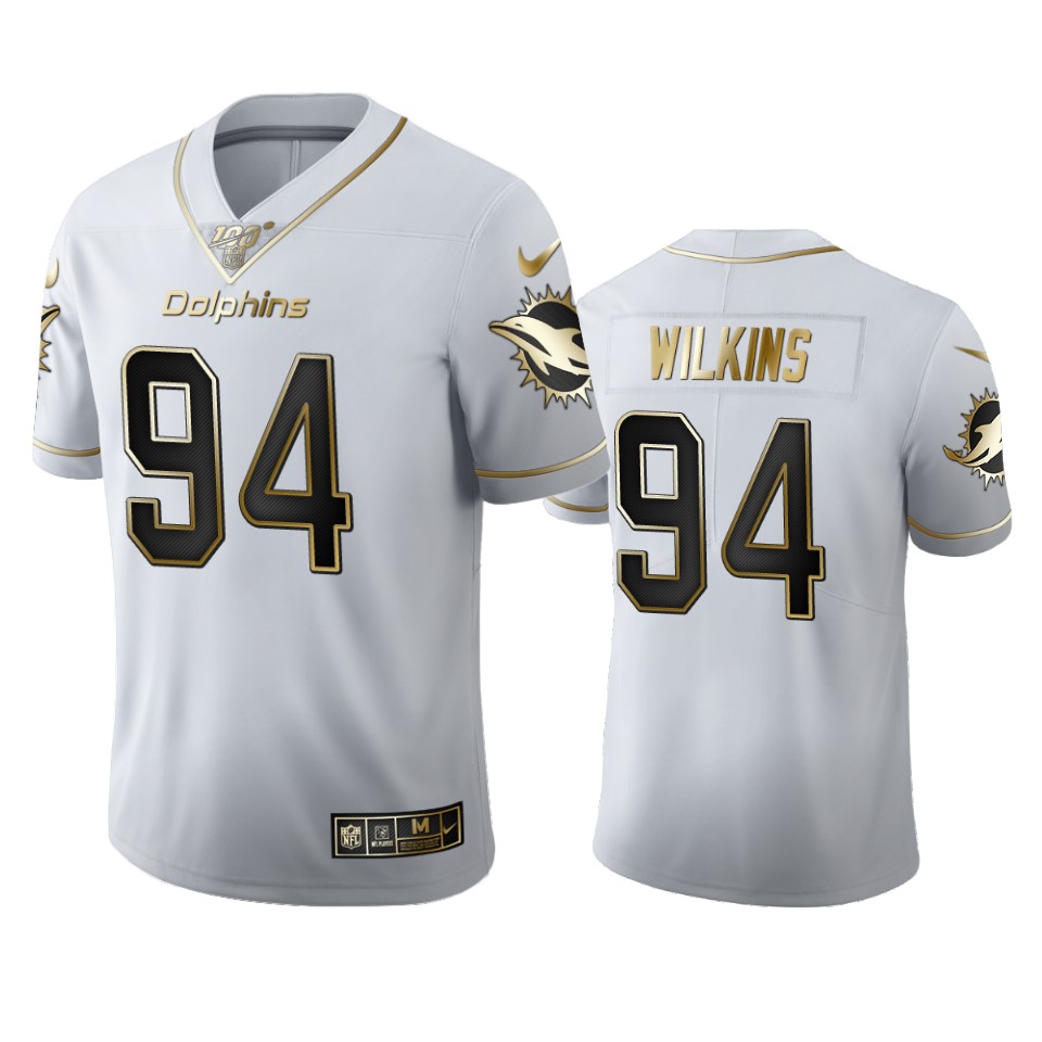 Miami Dolphins #94 Christian Wilkins Men Nike White Golden Edition Vapor Limited NFL 100 Jersey->miami dolphins->NFL Jersey